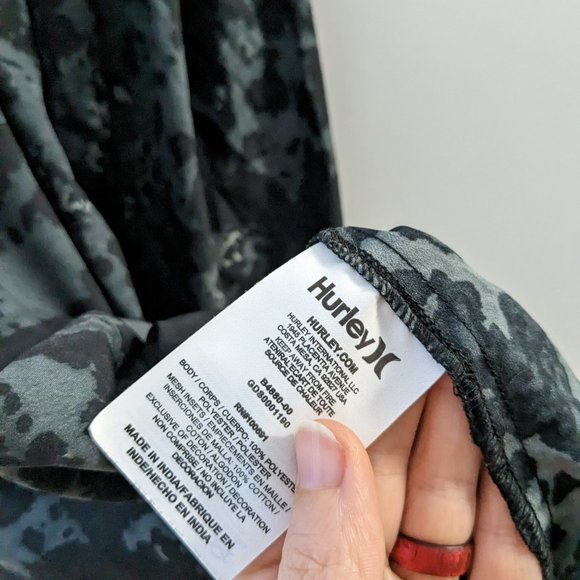 Hurley Marble Print Mesh Panel High Low Dress Black Grey Size XS - Picture 8 of 9